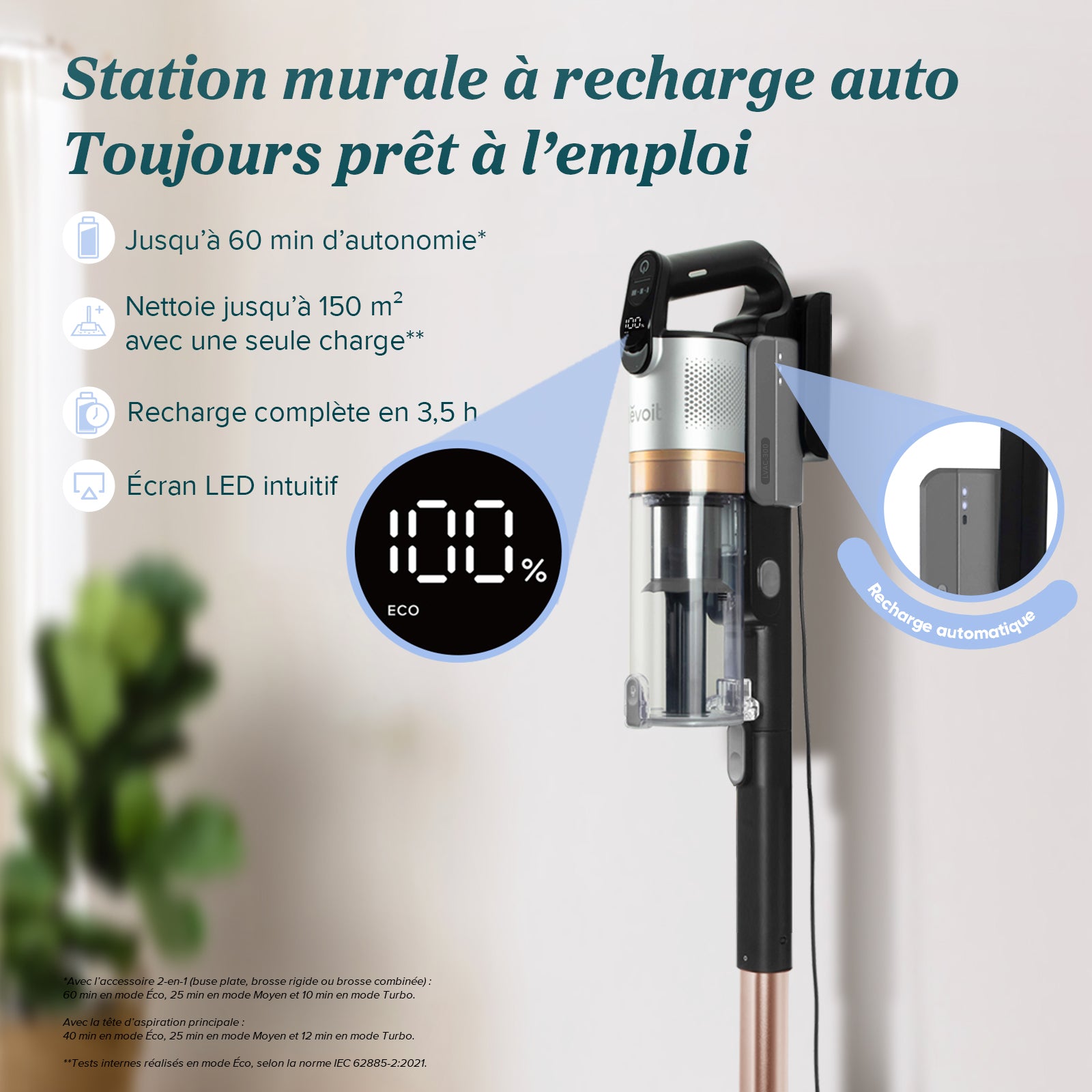 Levoit SDC01 Aspirateur Sans Fil Anti-Enchevêtrement, Noir & Blanc