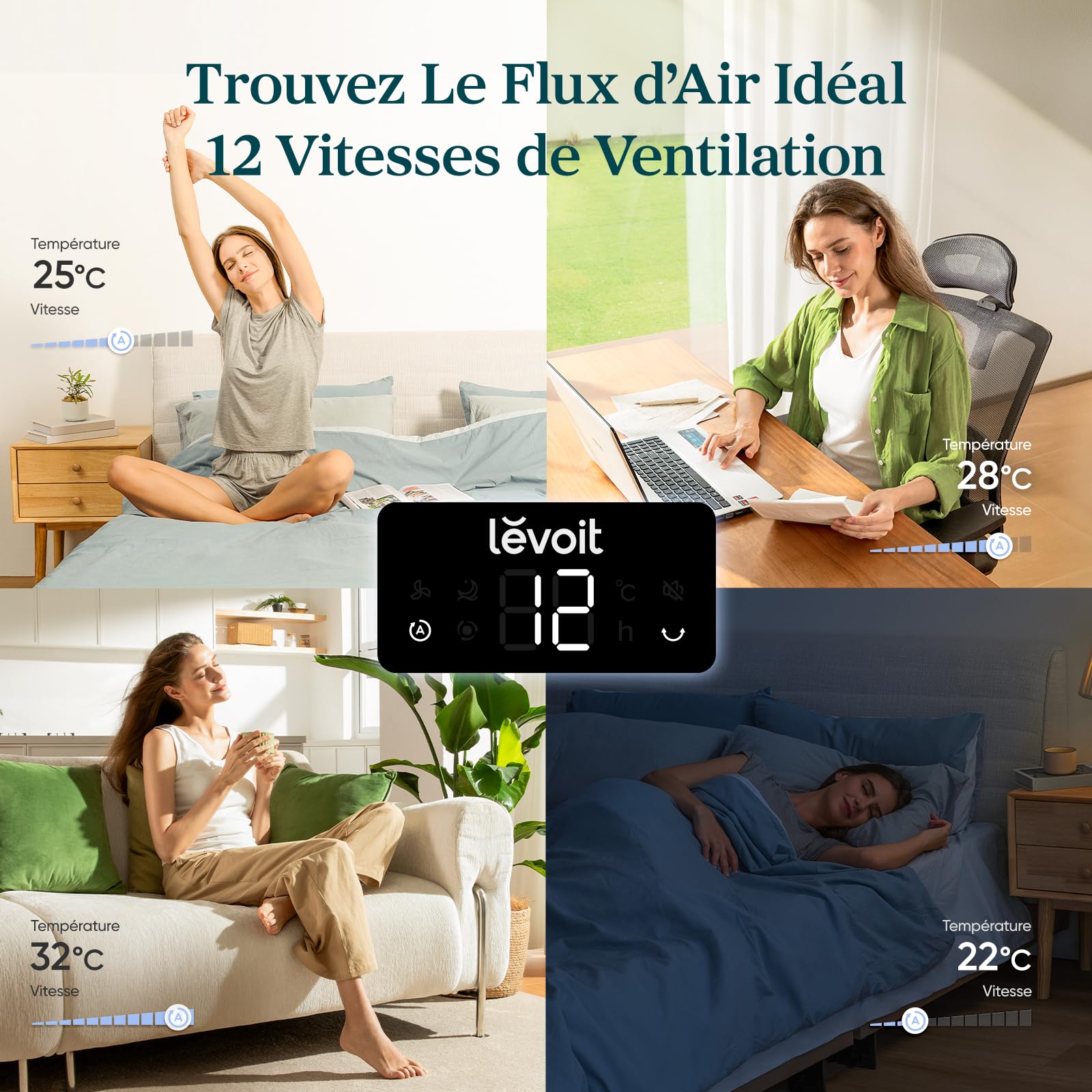 LEVOIT Ventilateur Colonne 36DC 20dB – Ultra Silencieux Nuit