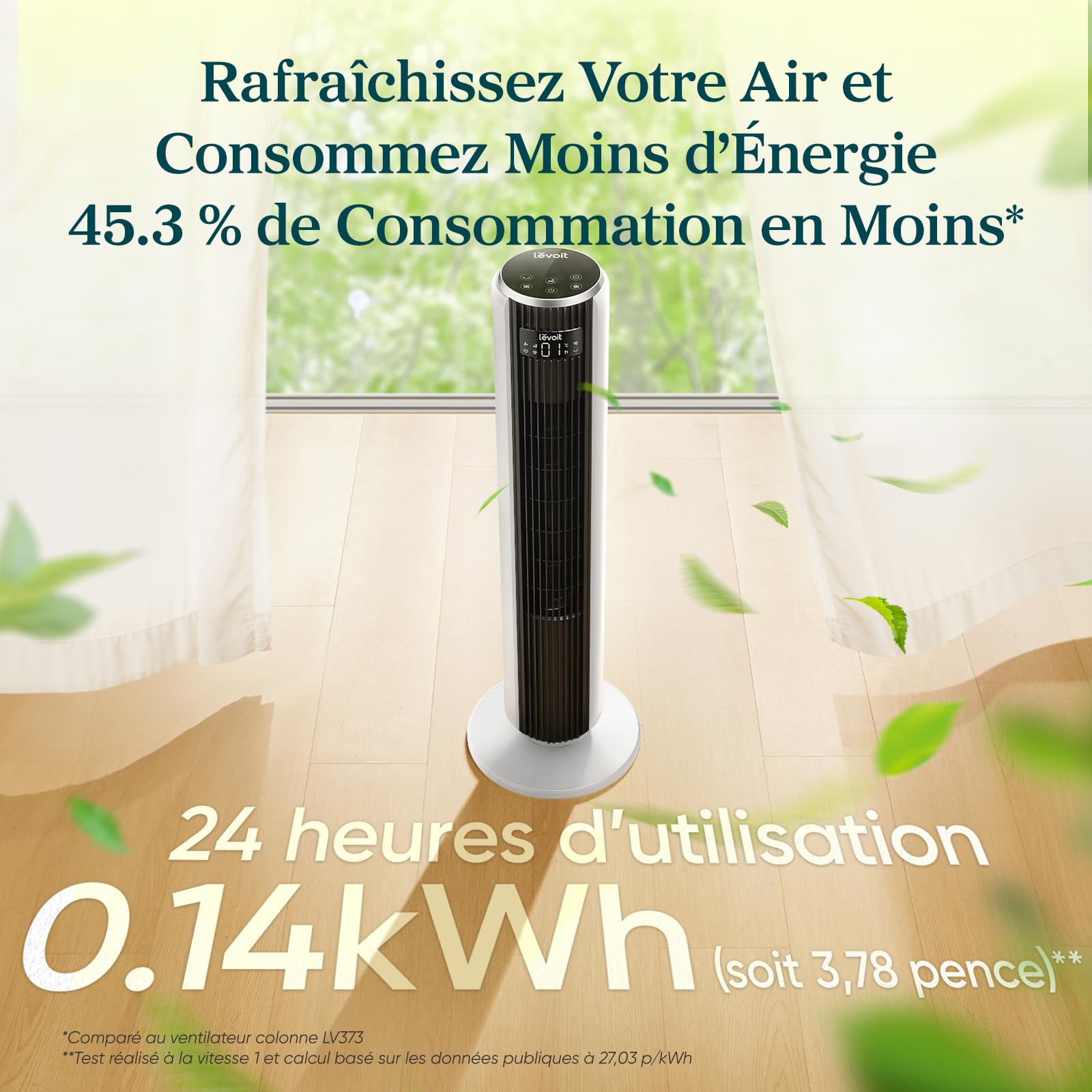 LEVOIT Ventilateur Colonne 36DC 20dB – Ultra Silencieux Nuit