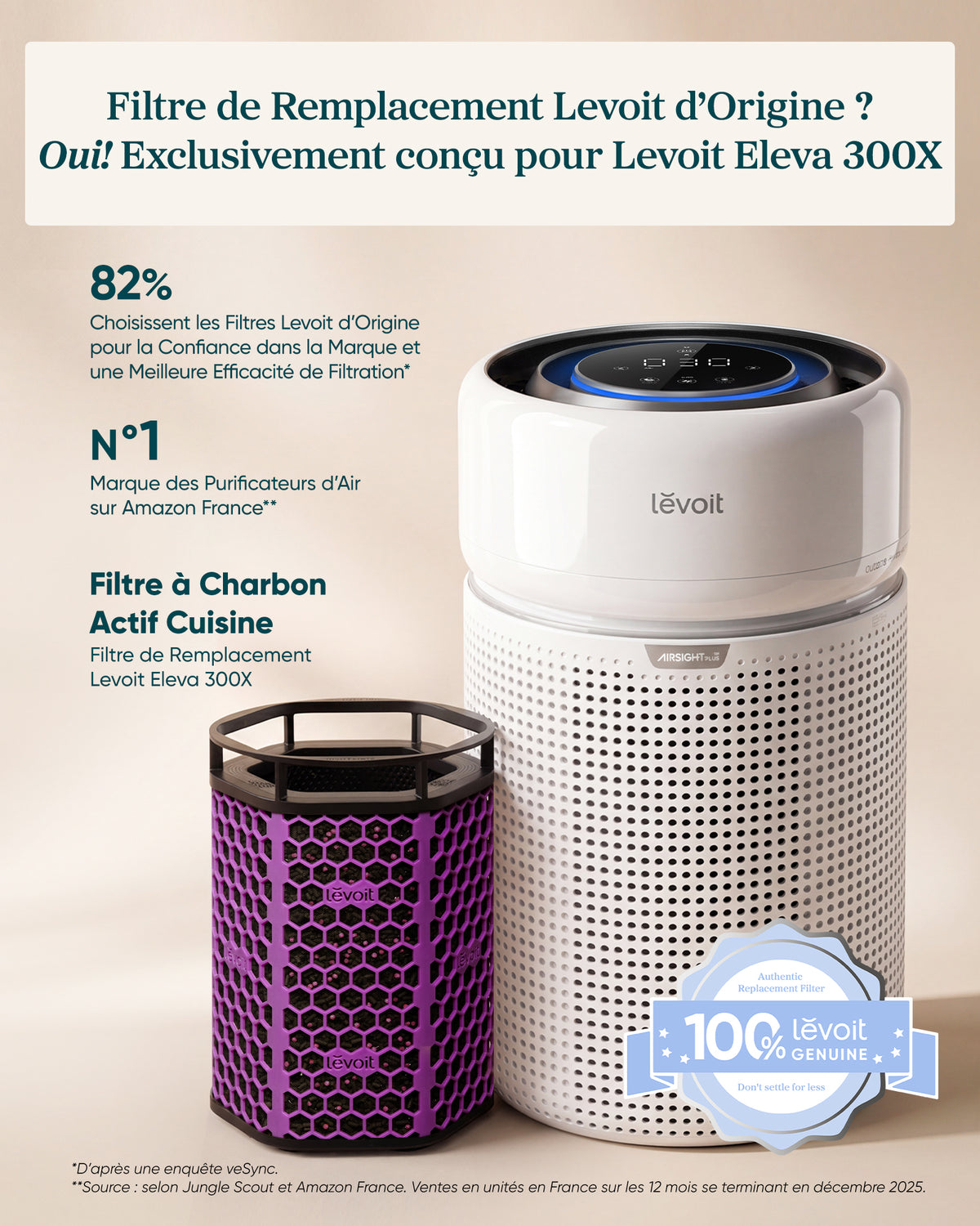 Levoit Filtre Charbon Actif Eleva 300X – Fumée & Cuisine