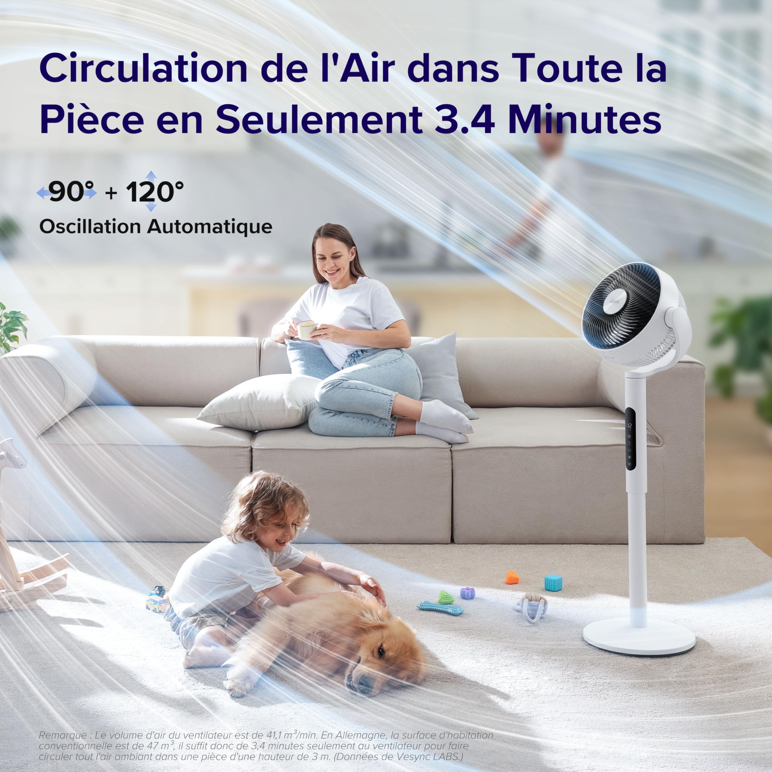 LEVOIT 432 Ventilateur sur Pied 20dB Ultra Silencieux – Fraîcheur Totale 360°
