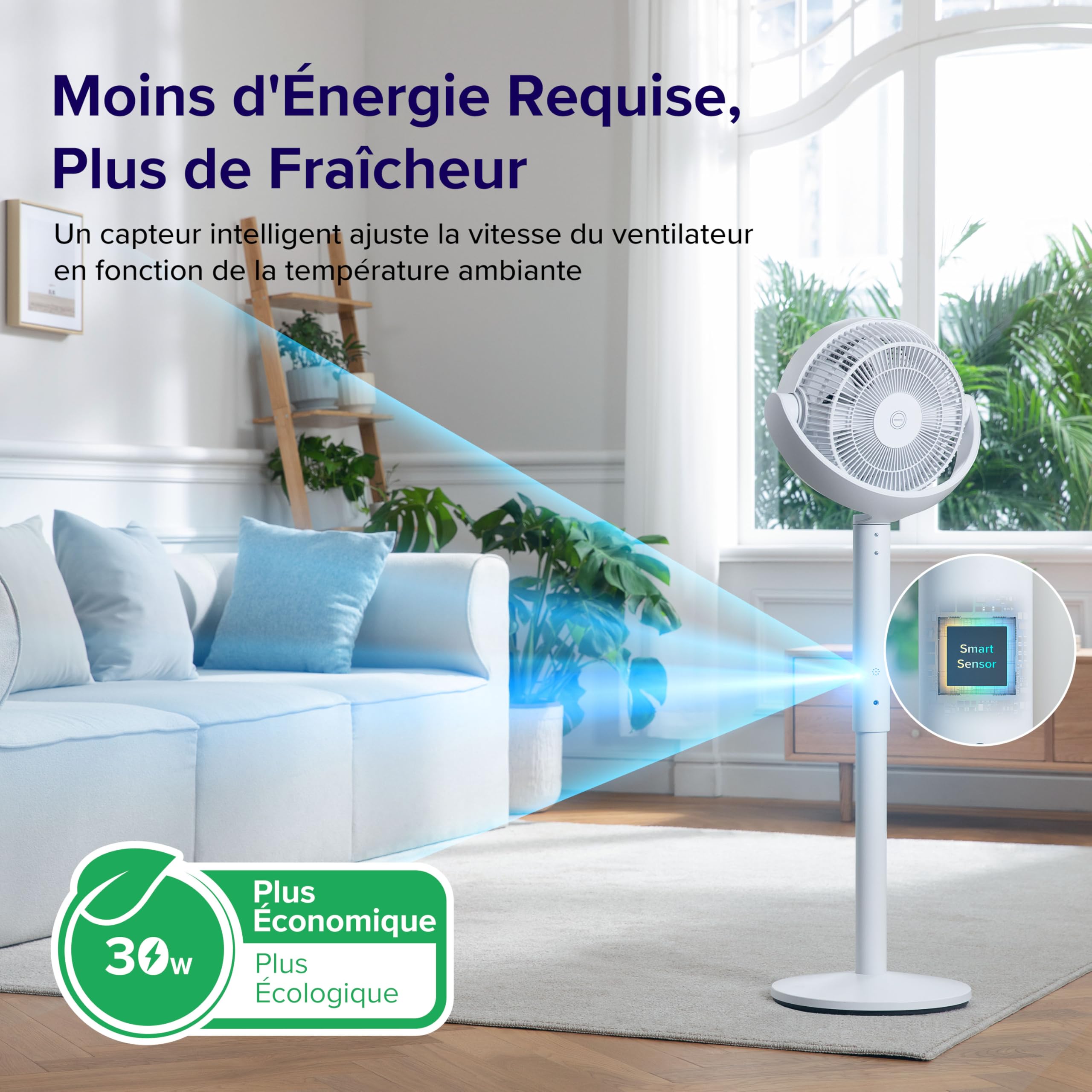 LEVOIT 432 Ventilateur sur Pied 20dB Ultra Silencieux – Fraîcheur Totale 360°