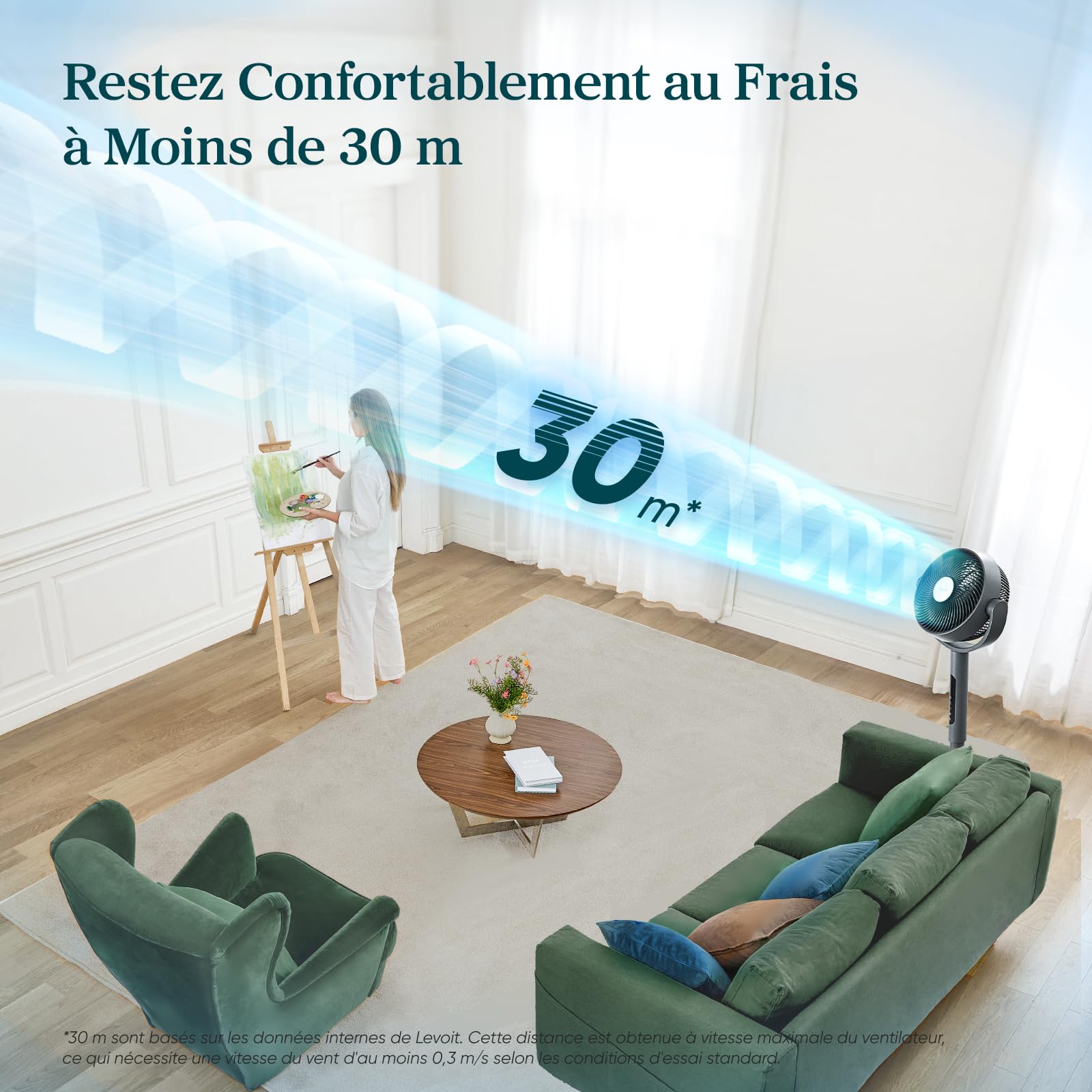 LEVOIT Ventilateur sur Pied 432S Connecté 20dB – Smart Flux 360°