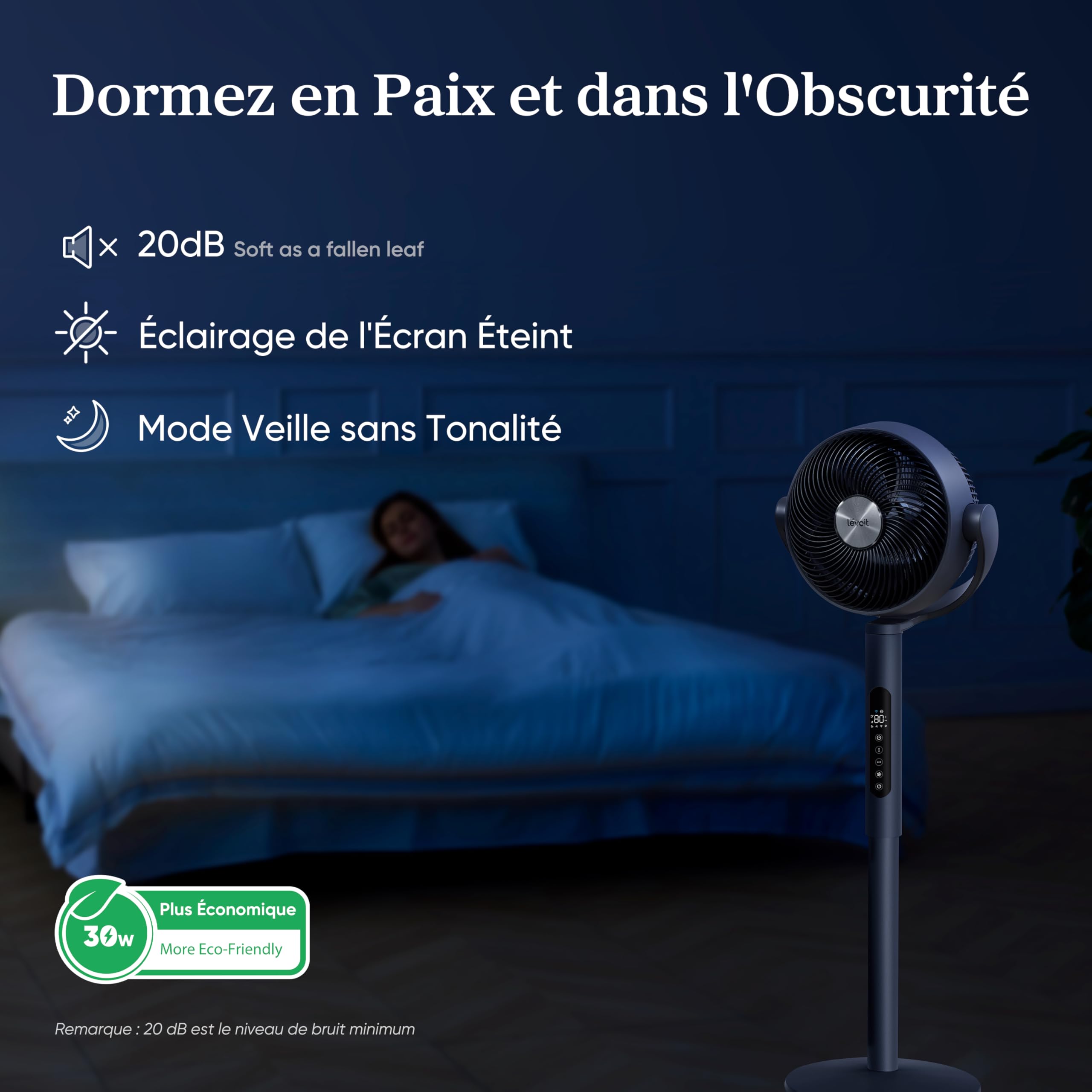 LEVOIT Ventilateur sur Pied 432S Connecté 20dB – Smart Flux 360°