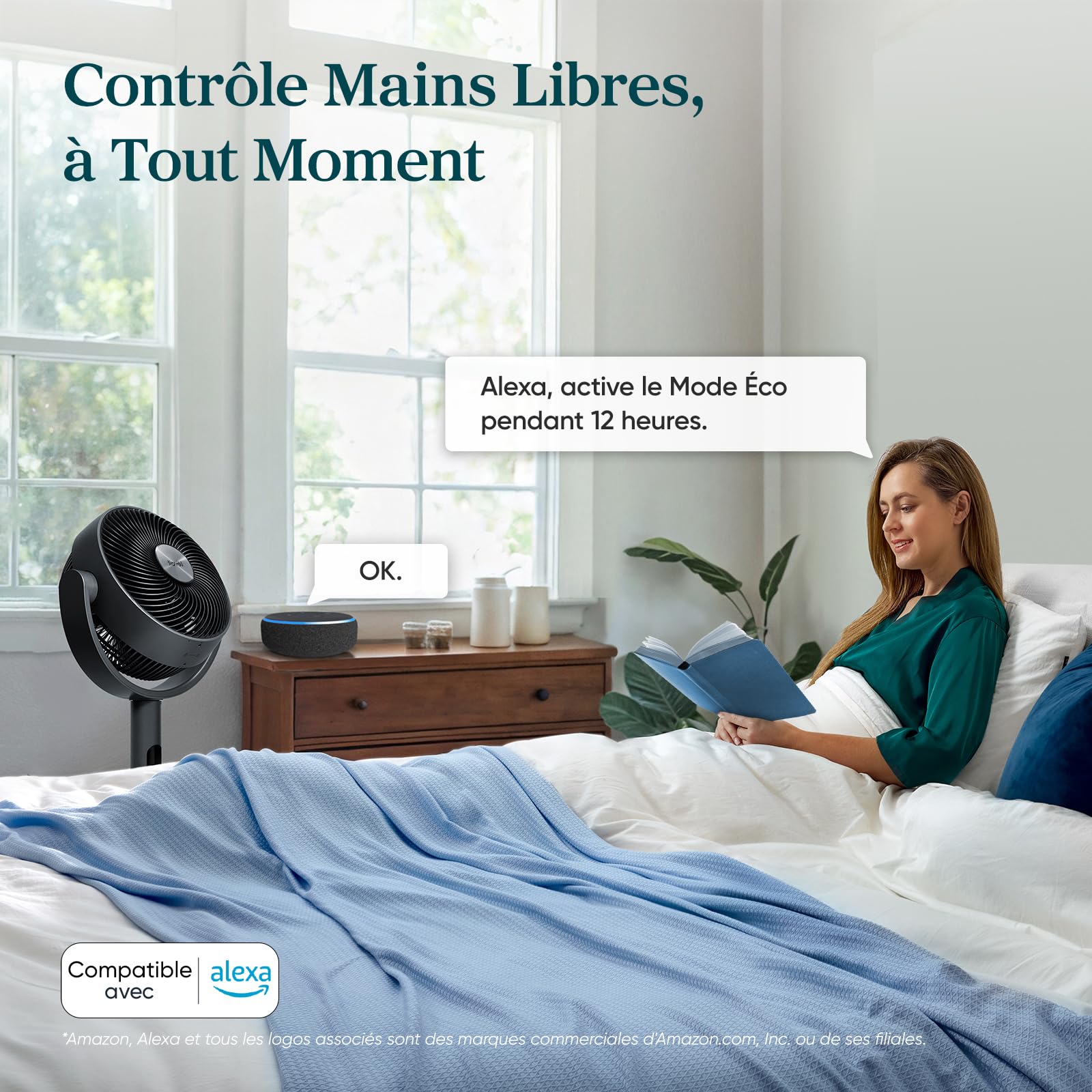 LEVOIT Ventilateur sur Pied 432S Connecté 20dB – Smart Flux 360°