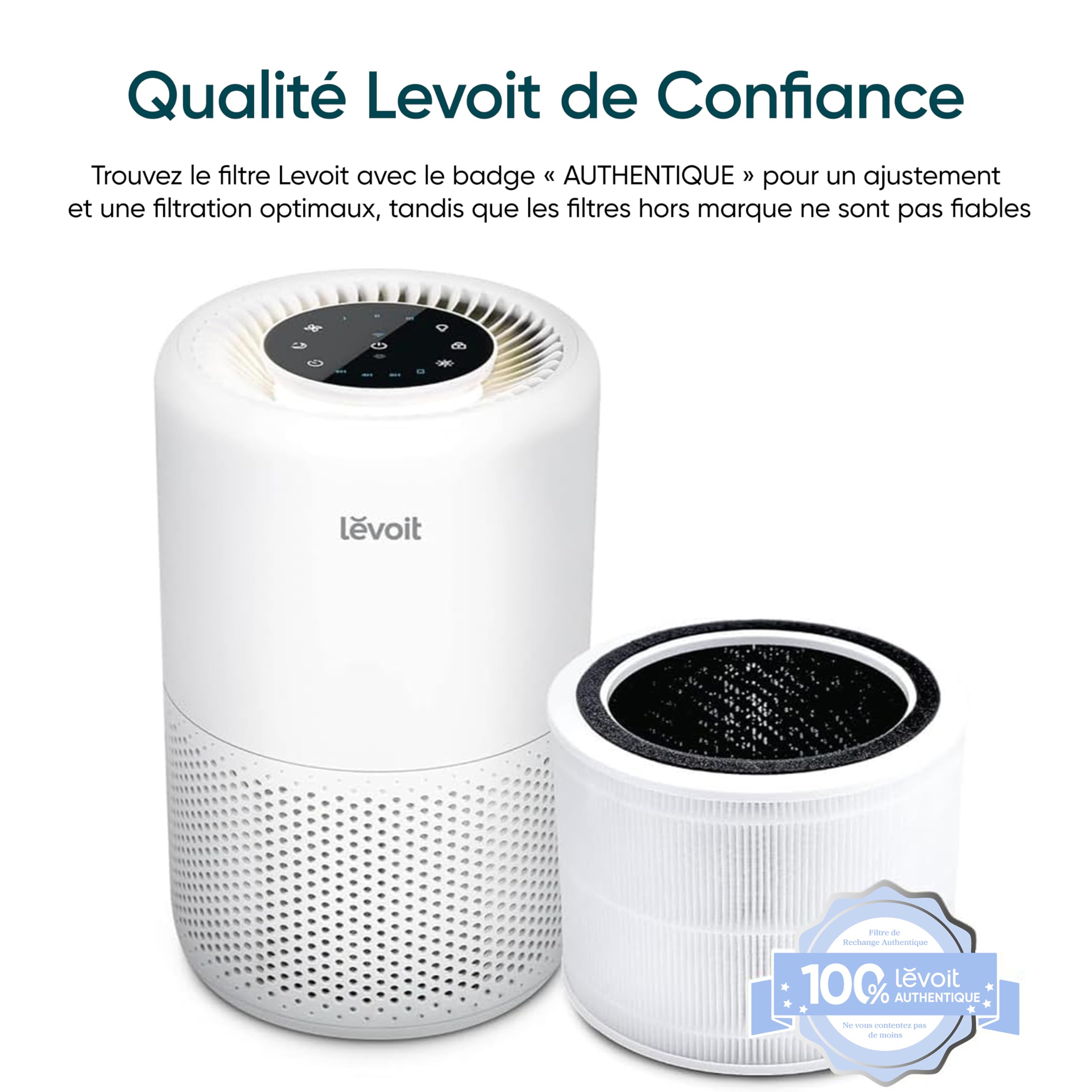 Levoit Core 200S Purificateur d’air avec filtre authentique pour une filtration optimale et un ajustement parfait