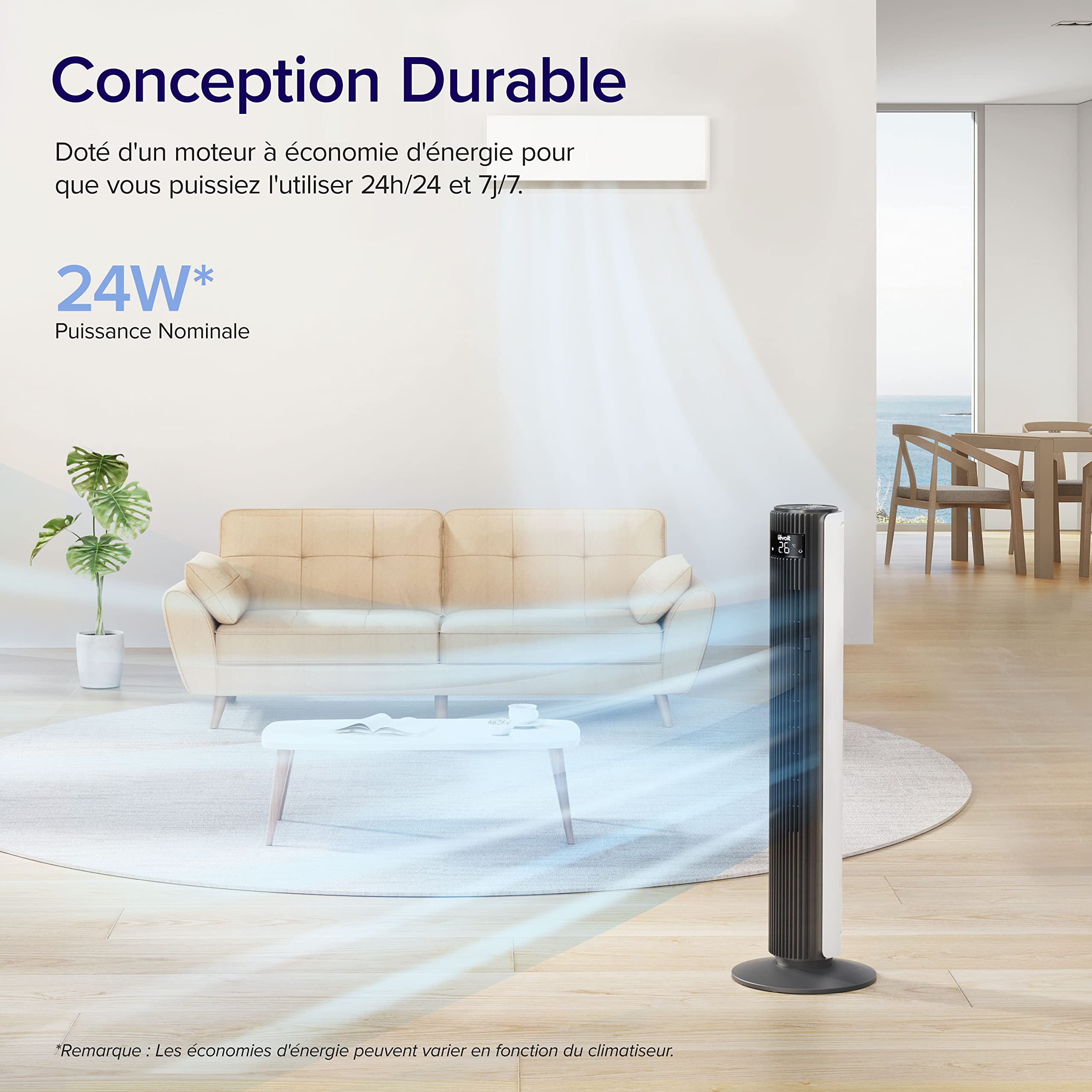 LEVOIT Ventilateur Colonne 42DC VortexAir 25dB – Idéal Grands Espaces