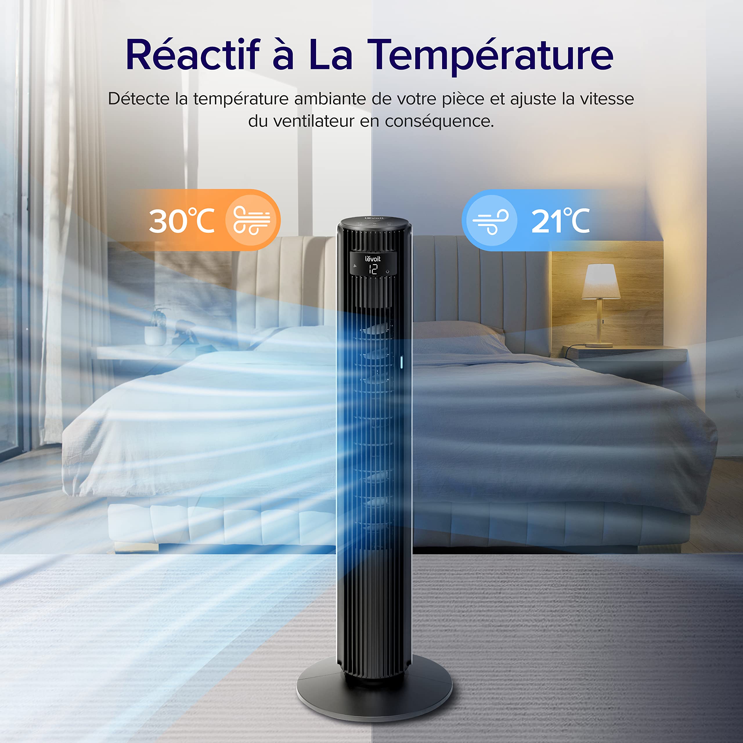 LEVOIT Ventilateur Colonne 42DC VortexAir 25dB – Idéal Grands Espaces