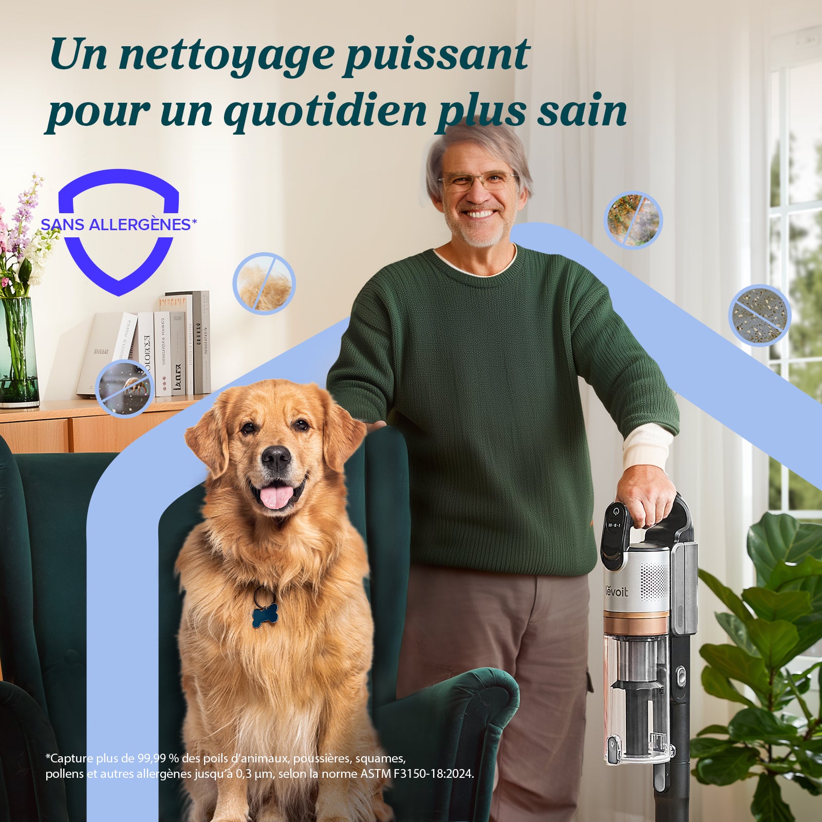 Levoit SDC01 Aspirateur Sans Fil Anti-Enchevêtrement, Noir & Blanc