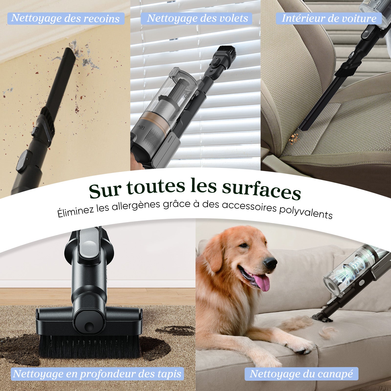 Levoit SDC01 Aspirateur Sans Fil Anti-Enchevêtrement, Noir & Blanc