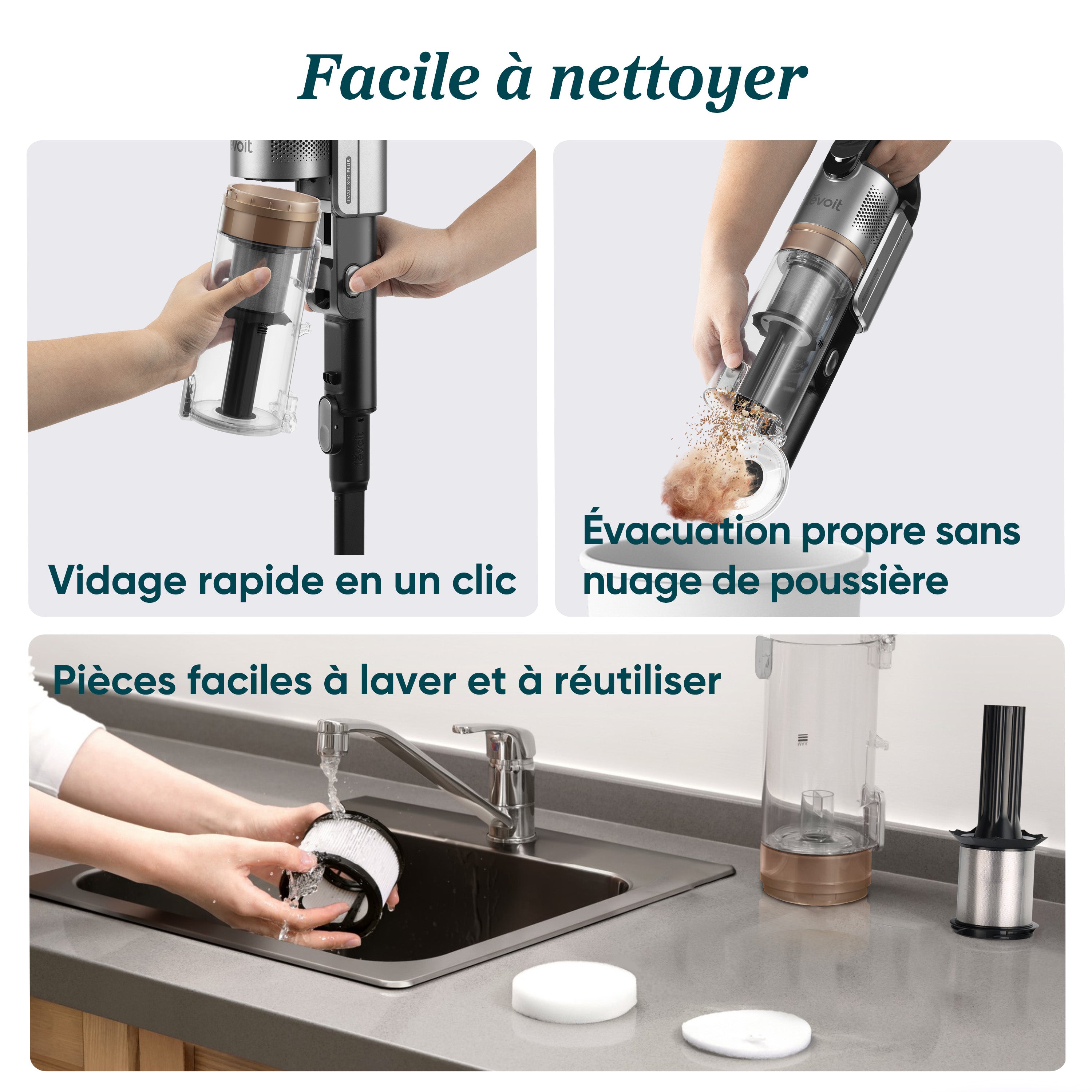 Levoit SDC01 Aspirateur Sans Fil Anti-Enchevêtrement, Noir & Blanc