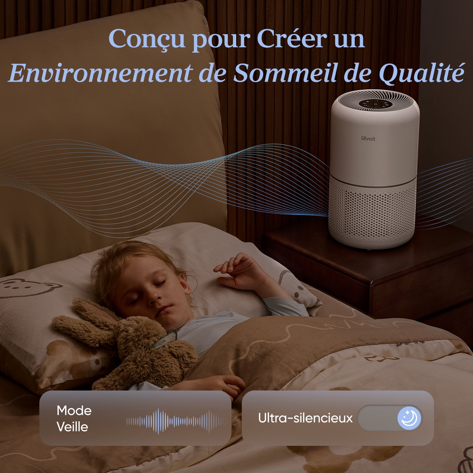 Levoit Core 300 purificateur d'air avec mode veille ultra-silencieux pour un environnement de sommeil de qualité