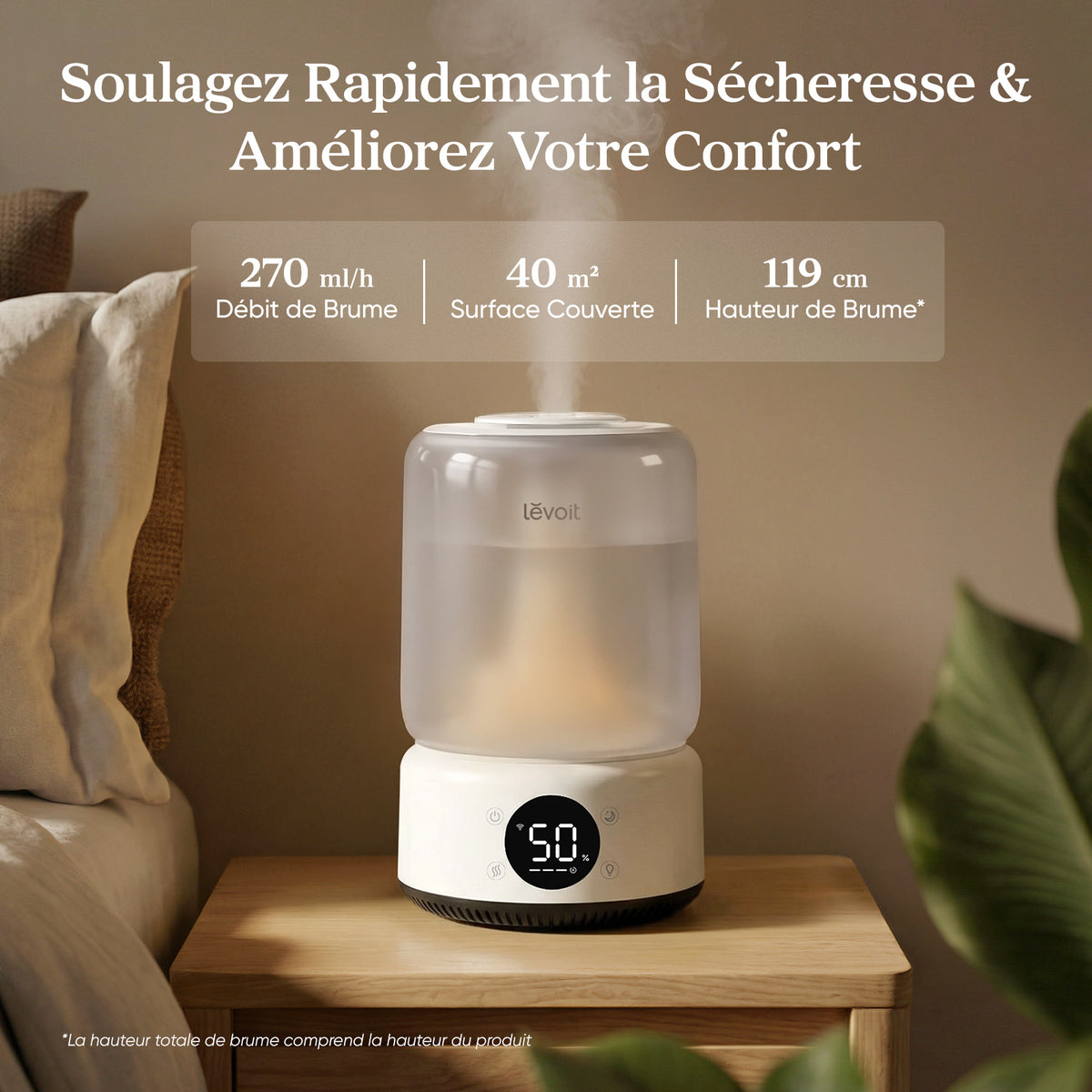 Levoit NeoClassic 450S Humidificateur d'air 4,2 L Contrôle par application