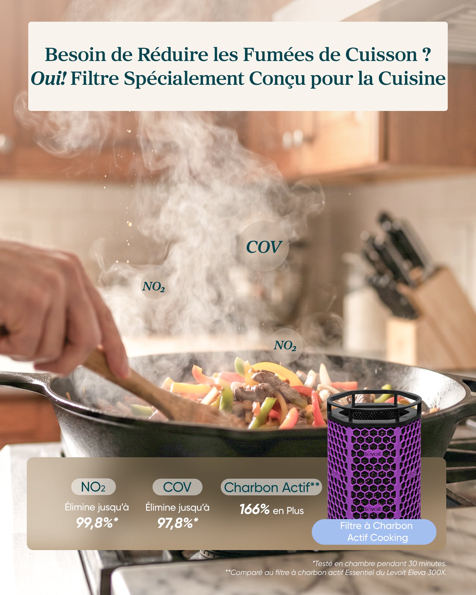 Levoit Filtre Charbon Actif Eleva 300X – Fumée & Cuisine