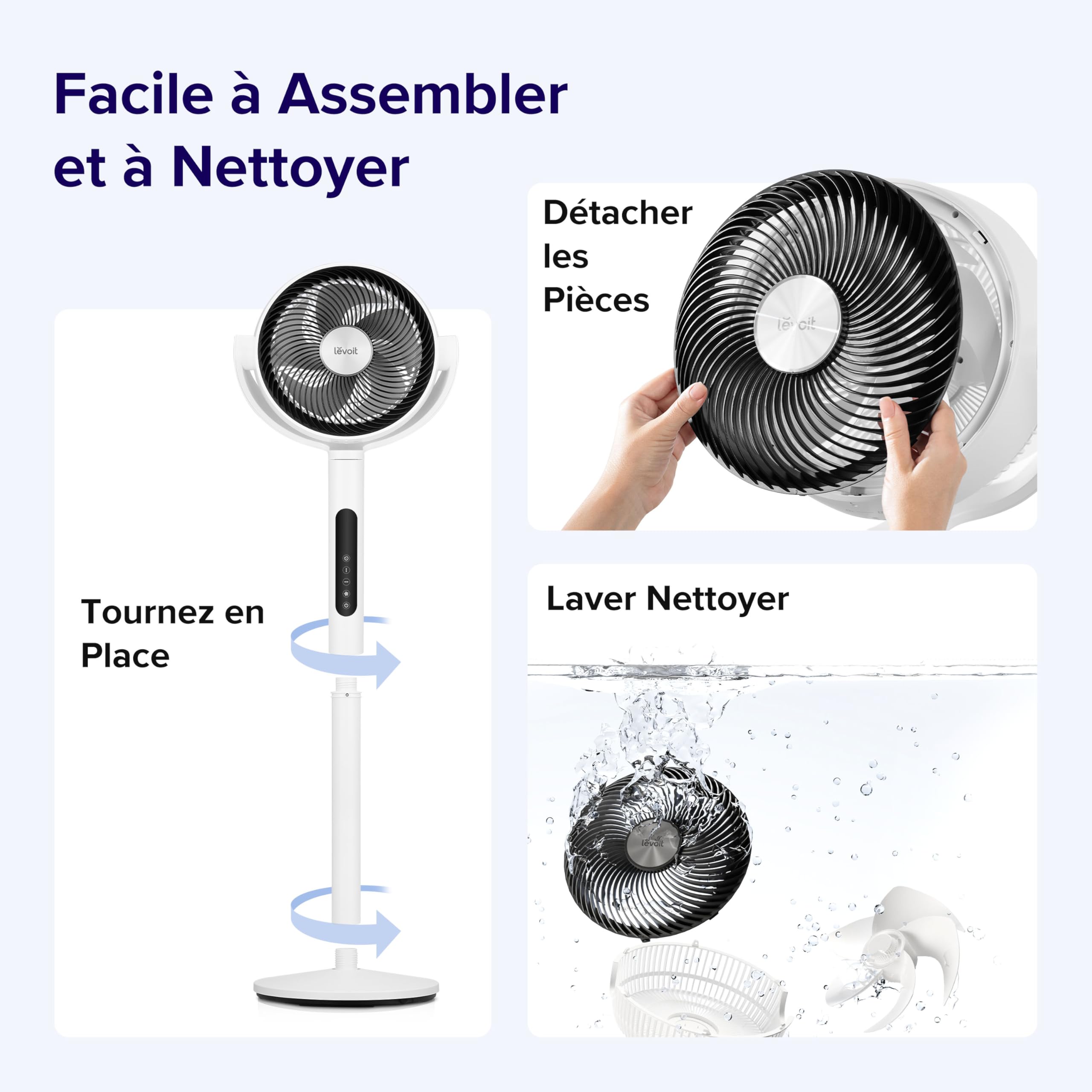 LEVOIT 432 Ventilateur sur Pied 20dB Ultra Silencieux – Fraîcheur Totale 360°