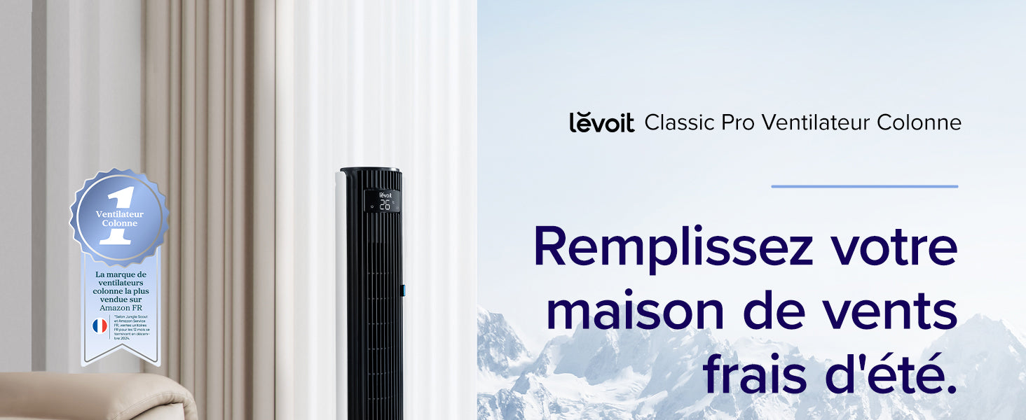 LEVOIT Ventilateur Tour 42DC 25dB – VortexAir Puissant
