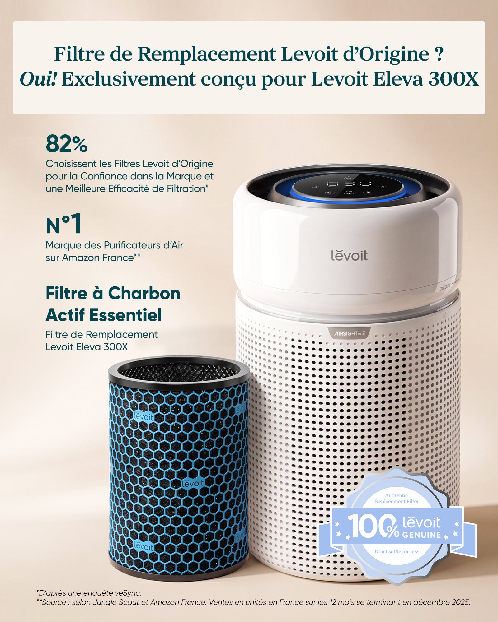 Levoit Filtre Charbon Actif Eleva 300X – Essentiel