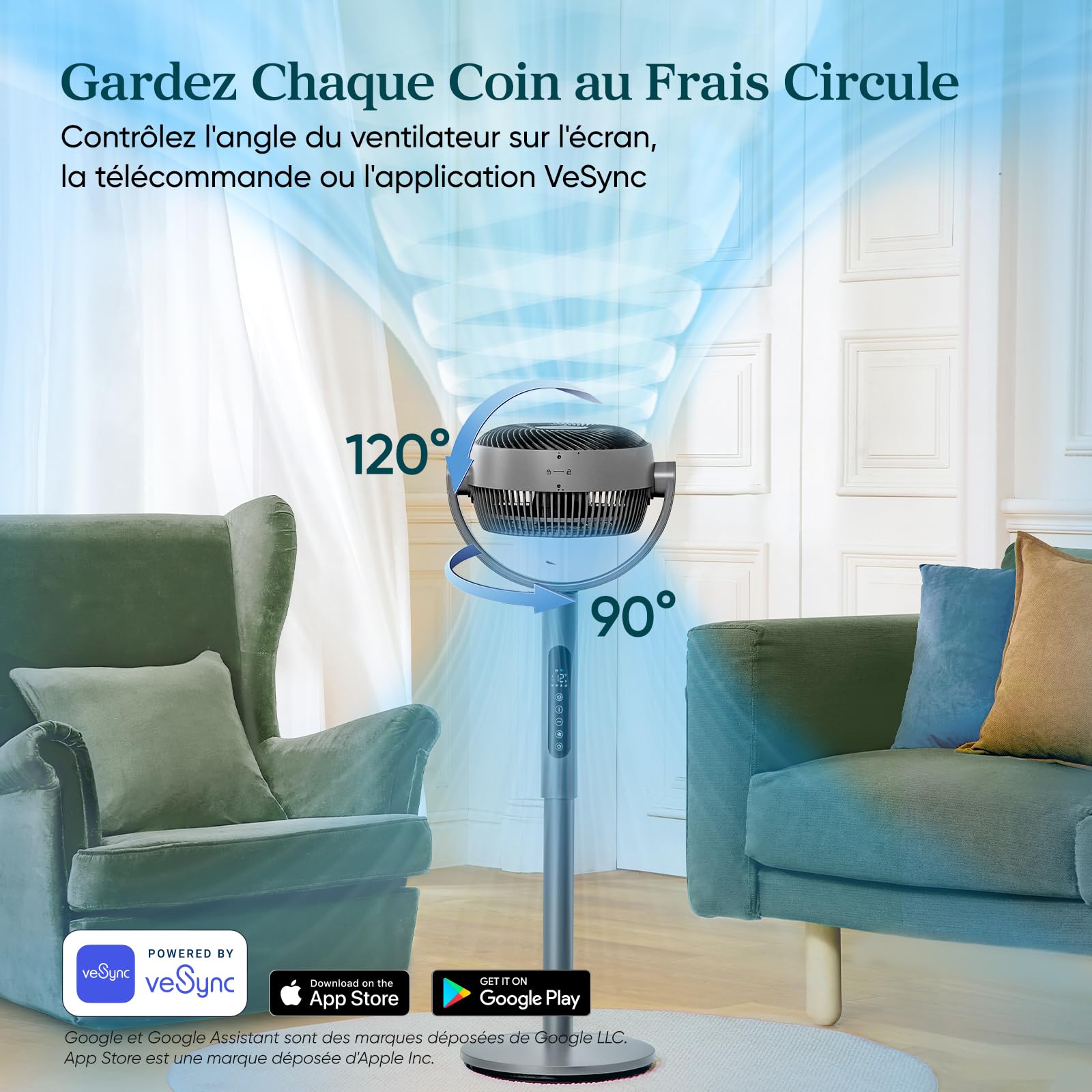 LEVOIT Ventilateur sur Pied 432S Connecté 20dB – Smart Flux 360°